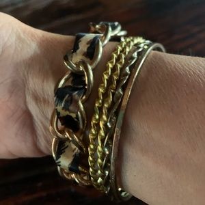 Gold and Leopard Bangle bracelets